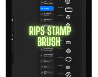 Procreate Fabric Rips Clothing Stamp Brush Bundle for Clothing brand designers