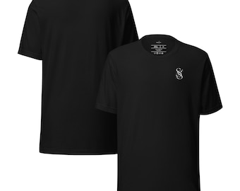 Camiseta con logo monograma ShadowStitch, camiseta minimalista de estilo urbano, prenda de lujo exclusiva.