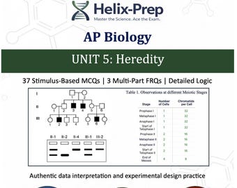 Domande di pratica per l'unità 5 di biologia AP / Domande a risposta multipla e domande a risposta multipla basate sullo stimolo ereditario / Quaderno di lavoro di preparazione al test di biologia AP con logica di risposta dettagliata