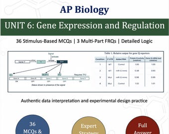 Domande di pratica dell'unità 6 di biologia AP / Problemi di logica basati sullo stimolo per l'espressione e la regolazione genica / Preparazione al test per veterani di 15 anni