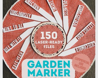 Garden Marker SVG Bundle for Laser Cutting | 150 Plant Marker Designs | Commercial Use svg dxf ai eps | Glowforge xTool Digital Download