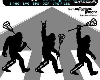 Sasquatch Lacrosse Vector Bundle | LAX svg png dfx jpg eps | Sports Clipart | Digital Download | Design Pack Yeti Big Foot / Bigfoot