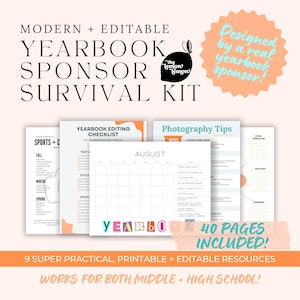 Yearbook Advisor Survival Kit • Yearbook Sponsor Planner | Editable Canva Templates + Printable PDFs for Teachers • Yearbook Club or Team
