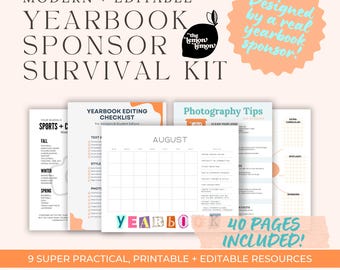 Yearbook Advisor Survival Kit • Yearbook Sponsor Planner | Editable Canva Templates + Printable PDFs for Teachers • Yearbook Club or Team