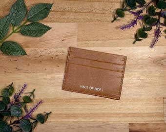 5 Slot Full Grain Leather Card Holder-Minimalist Pocket Wallet-Slim Wallet-Credit Card Holder-RFID Leather Wallet & Keychain Set