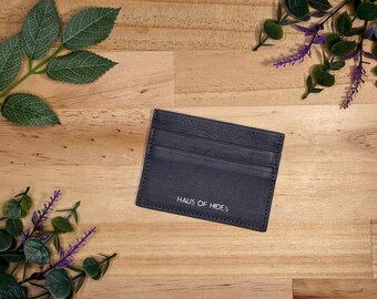 5 Slot Shrunken Calf Leather Card Holder-Handmade Slim Pocket Wallet-Credit Card Holder-RFID Wallet-Leather Wallet and Keychain Set