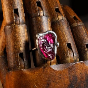Raw Ruby Ring Handmade Adjustable Silver Ring Gothic Jewelry Organic Gemstone Ring Witchy Jewelry Dark Academia Gift for Her