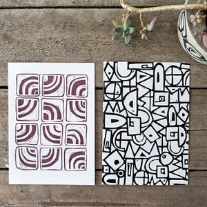Pack of 2 Handprinted cards - Shapes and Rainbows