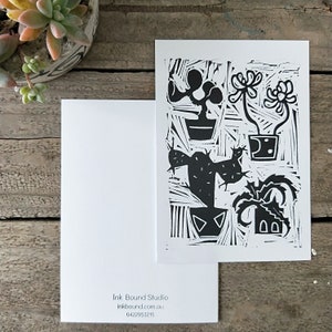 Succulent Hand Printed Card in Black