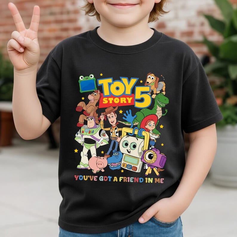 You'Ve Got A Friend In Me Comfort Colors Tee, Woody Buzz Etch Lenny Mr Spell Shirt, Family Vacation 2026 Trip, Pixar Toy Story 5 T-Shirt image 4