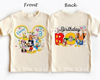 Gepersonaliseerde Mickey Mouse verjaardagsfeestje T-shirt, aangepast verjaardagscadeau jongen, Disneyland Boy Birthday Tee, aangepast cadeau voor verjaardagsfeestje