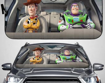 Toy Story Woody and Buzz autozonnescherm, Disneyland Toy Story autozonnescherm, autoaccessoire, Disneyworld tekenfilmcadeau