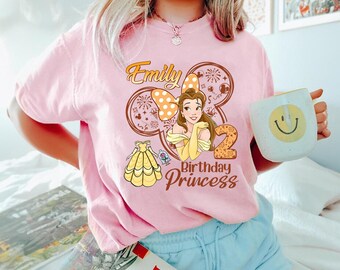 Disneyland prinses belle verjaardagsshirt, aangepast verjaardagsfeestje meisje sweatshirt, Belle en beest verjaardagsshirt, prinses belle familie verjaardagsfeestje