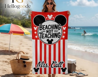 Strandhanddoek, strandlaken leraar, strandlaken op maat voor leraar, strandlaken op maat voor dames