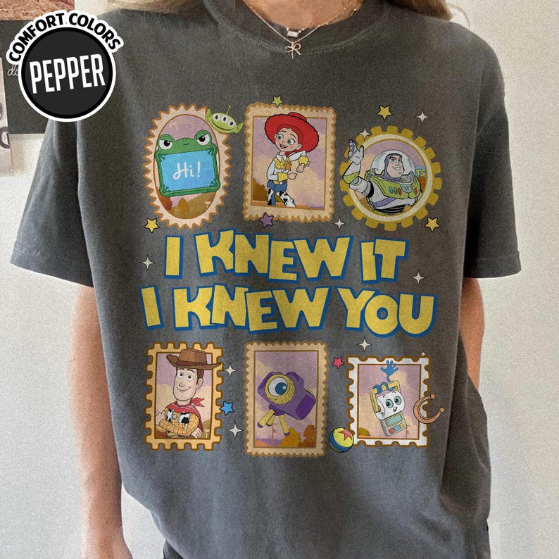 Retro Pixar Toy Story 5 Comfort Colors Shirt, I Knew It I Knew You, Disneyland Toy Story 5 Shirt, Western Cowgirl Tee, Toy Story Stamp Shirt image 1