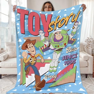 Personalized Toy Story Blanket | Custom Name Toy Story Fleece Blanket | Woody Buzz Lightyear Blanket | Birthday Gift | Custom Name Blanket image 1