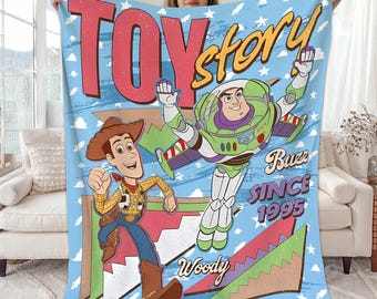 Manta personalizada de Toy Story / Manta polar de Toy Story con nombre personalizado / Manta de Woody y Buzz Lightyear / Regalo de cumpleaños / Manta con nombre personalizado