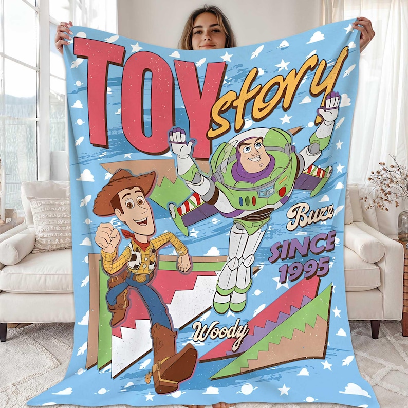 Personalized Toy Story Blanket | Custom Name Toy Story Fleece Blanket | Woody Buzz Lightyear Blanket | Birthday Gift | Custom Name Blanket image 1