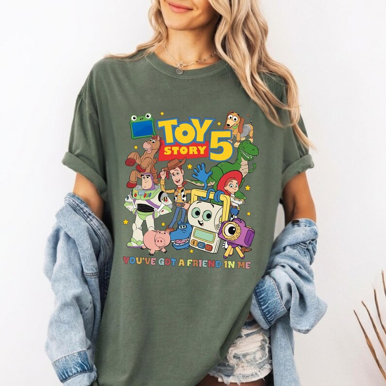 You'Ve Got A Friend In Me Comfort Colors Tee, Woody Buzz Etch Lenny Mr Spell Shirt, Family Vacation 2026 Trip, Pixar Toy Story 5 T-Shirt image 2