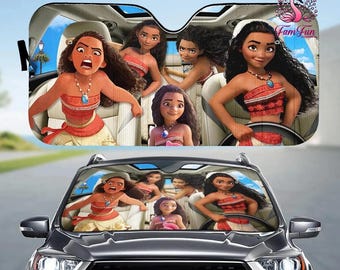 Disneyland Moana autozonnescherm, Moana en Maui autodecor, Moana 2 autodecoratie, film autovoorruit, cartoon zonnescherm, Magic Kingdom