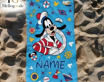 Benutzerdefinierte Name Goofy Strandtuch, Disneyland Goofy Badetuch, Pooltuch, Disneyland Geschenk für Kind, Kinder Strandtuch, Sommerferien