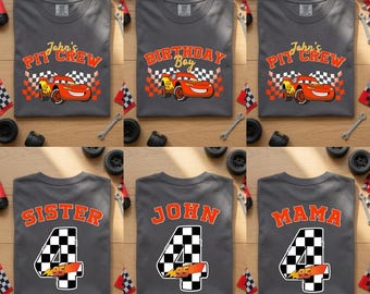 Aangepaste verjaardagsshirt Disney Cars, Lightning McQueen feestvarken Tee, shirt Pixar Pit Crew, familie verjaardagsreis shirt, WDW verjaardagsshirt
