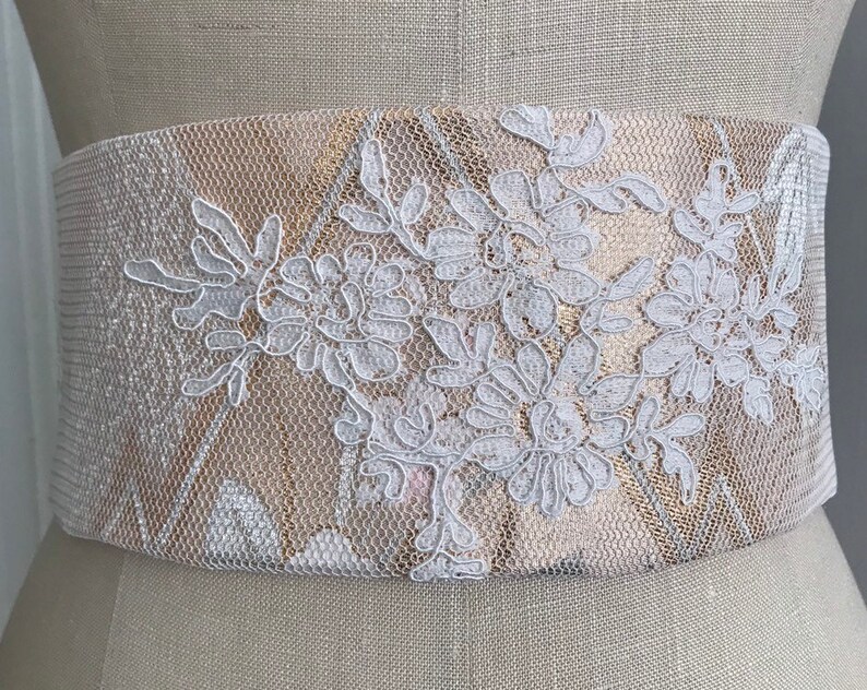 waist cincher sash lace obi sash silk sash peach obi belt wedding dress sash Wedding sash Bridal silk obi belt