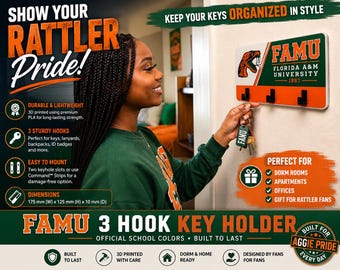 Llavero de 3 ganchos de la Universidad Florida A&M – HBCU - ¡Demuestra tu orgullo Rattler!