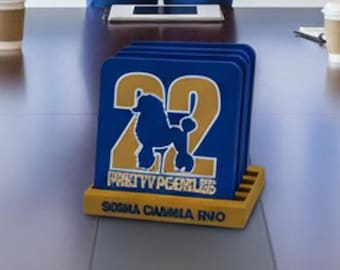 Sigma Gamma Rho Inspired Coaster Set | 4-Piece 3D Printed Coasters with Holder |