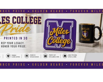 Miles College Alumni Coaster Set | HBCU Coasters | Golden Bears Decor | Miles College Gift | Alumni Gift | Black College Home Decor