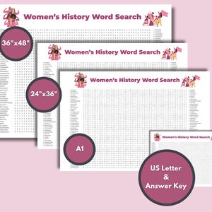 Women's History Month Giant Word Search Puzzle Printable Poster for ...