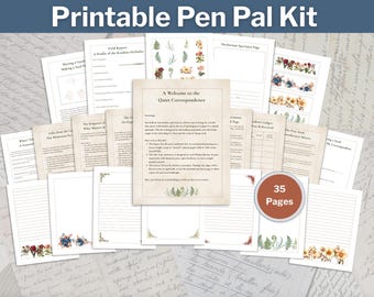 Vintage Botanical Pen Pal Kit Printable |Snail Mail | Letter Writing Template | Botanical Stationery Bundle | Floral Letterhead | Herbalist