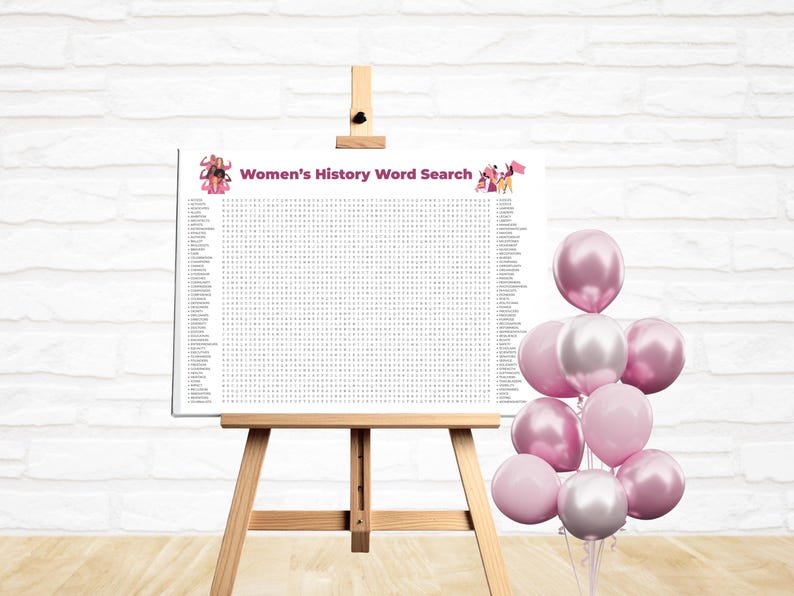 Women's History Month Giant Word Search Puzzle Printable Poster for ...