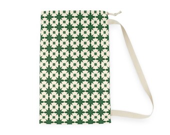 Scandi Green Laundry Bag | Drawstring Canvas Tote