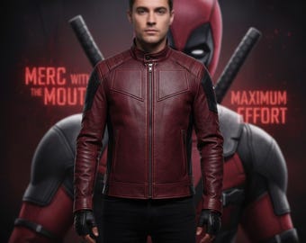 Deadpool Inspired Jacket | Handmade Biker Jacket | Hero Streetwear Outerwear