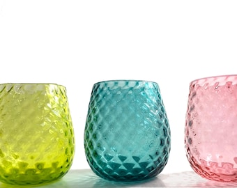 Handgjort blåst glas utan stjälk