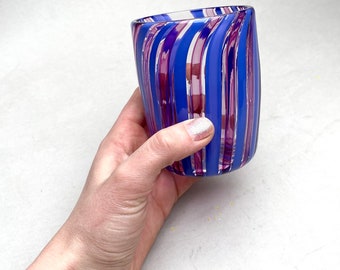 Purple stripe glass tumbler