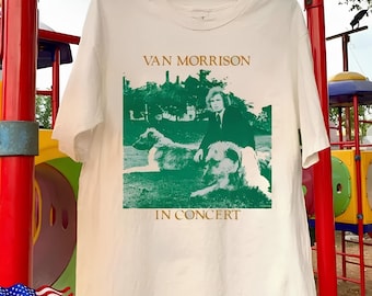 Van Morrison In Concert Weißes T-Shirt Größe S-4XL Gildan Classic