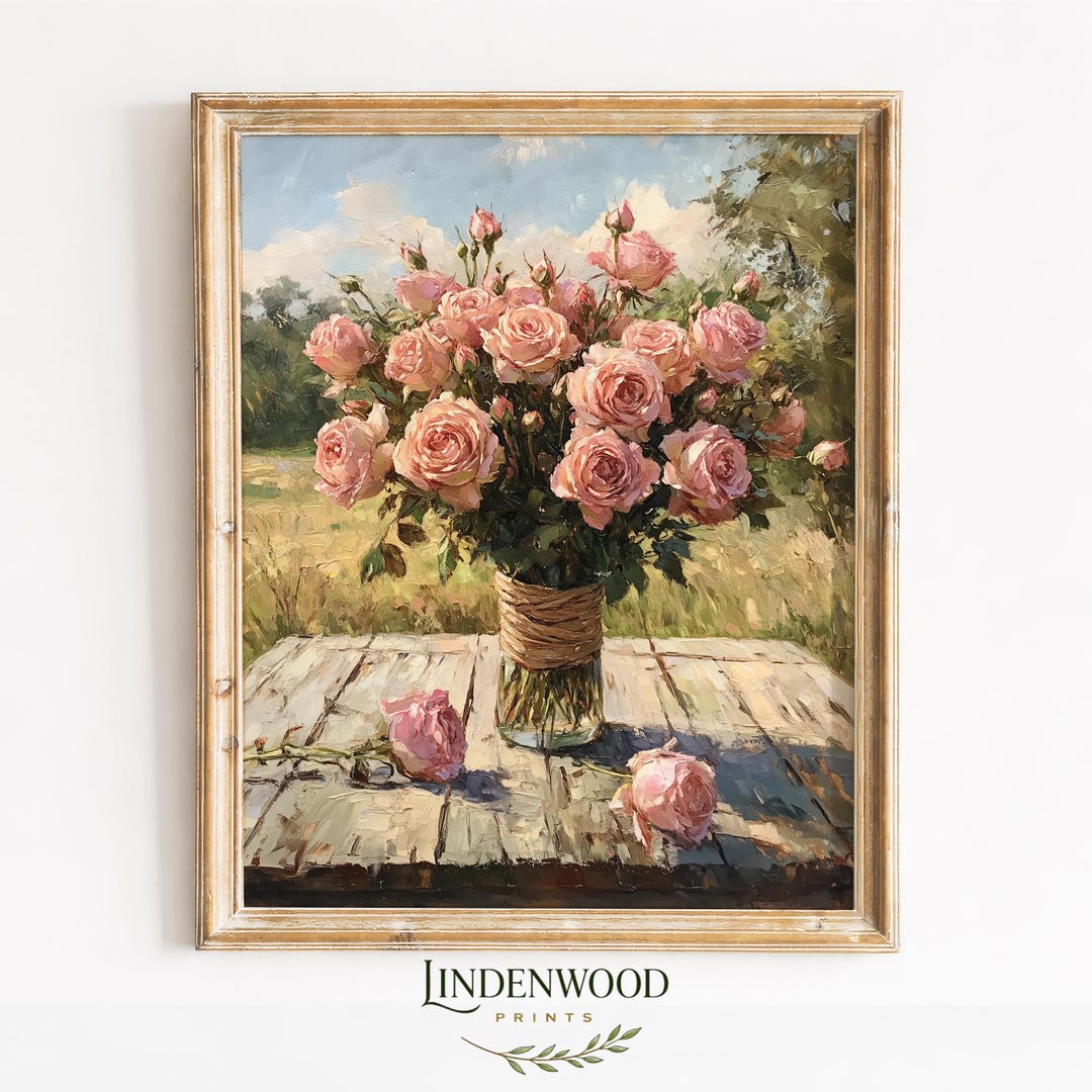 Rustic Romantic Rose Bouquet Printable - Vintage Cottagecore Art ...