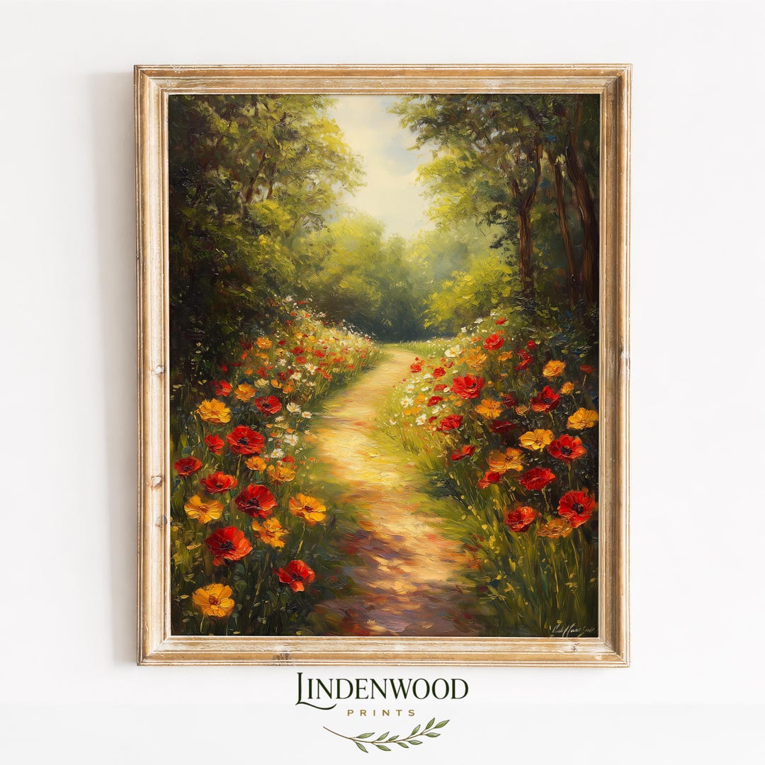 Cottagecore Garden Path Impressionist Printable - Vintage Art Print ...