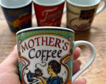 RETRO Vintage-stil Set med 4 espressomuggar