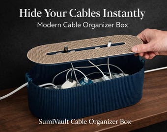 SumiVault Cable Organizer Box – Hidden Cord Storage, Modern Power Strip Management