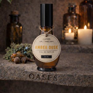 Eau de parfum Amber Dusk | Parfum chaud ambré patchouli vanille | Parfum de niche en petites quantités