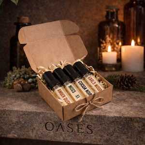 Artisan Perfume Sample Set - Amber Dusk, Moss XI, Cocoa Noir, Grafenholz