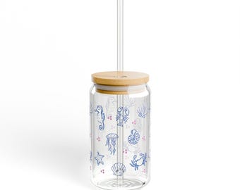 Coastal Darling Sipper Glass | 16oz Ocean Animal Straw Tumbler