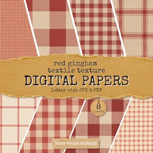 Rot-weiß karierte Texturen, digitale Papiere, Karomuster, Vintage-Textilien, Scrapbook-Papier, druckbare Junk-Journal-Hintergründe, Landhauskaros