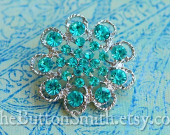 5 to 20 Piece Set Rhinestone Buttons -Abigail- (36mm) RS-035 in Aquamarine