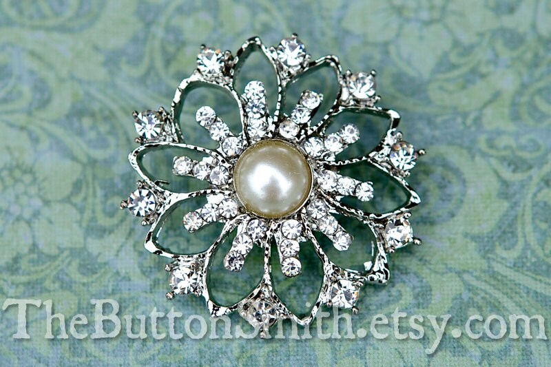 Rhinestone Buttons "Octavia" (35mm) RS-058 - 5 piece set