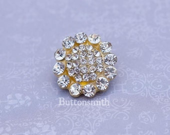 5 to 20 Piece Crystal Rhinestone Buttons  (20mm) RS-012 in gold finish - Perfect for Wedding Pillows hair pins shoe clips embelishments