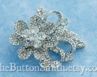 Rhinestone Brooch Component /Embellishment(6.5cm x 6cm) BR-014 - 1 piece